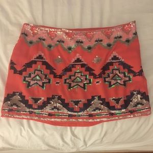 Sequin Aztec Mini Skirt